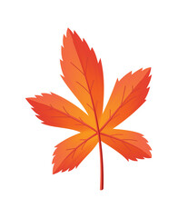 Autumn leave. Symbol with watercolor texture, vector illustration. Isolated design element tree leaf. Leave for seasonal greeting card design