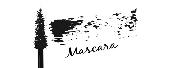 Mascara brush black swatch. Make up. Vector illustration.