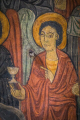Naklejka premium Details of religious frescos inside the romanesque St Julien Basilica in Brioude, Auvergne (France)