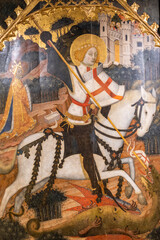 Saint Jordi, 15th century, Francesc Comes, tempera on panel, church of the convent of Sant Francesc, Inca, Mallorca, Balearic Islands, Spain