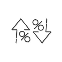 Percent down and up in line style.  Vector illustration