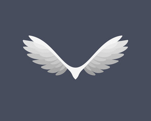Fototapeta na wymiar Abstract wings bird vector logo. Creative eagle falcon hawk sign icon emblem isolated on dark background.