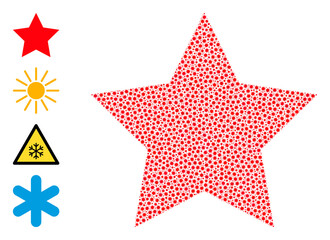 Vector star icon covid composition. Star mosaic is organized of small covid viral items. Abstraction is organized for pandemic advertisement.