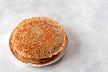 French pancakes made from buckwheat flour for breakfast.