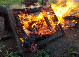 fire in a fireplace