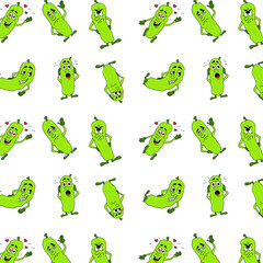 Seamless pattern with cucumber on a white background. Vector illustration. Pattern in swatches panel.