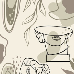 trendy background with linear abstract minimalistic face 5