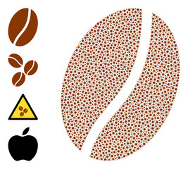 Vector coffee bean icon covid-2019 mosaic. Coffee bean mosaic is created of tiny covid viral icons. Abstraction is designed for health care illustrations.
