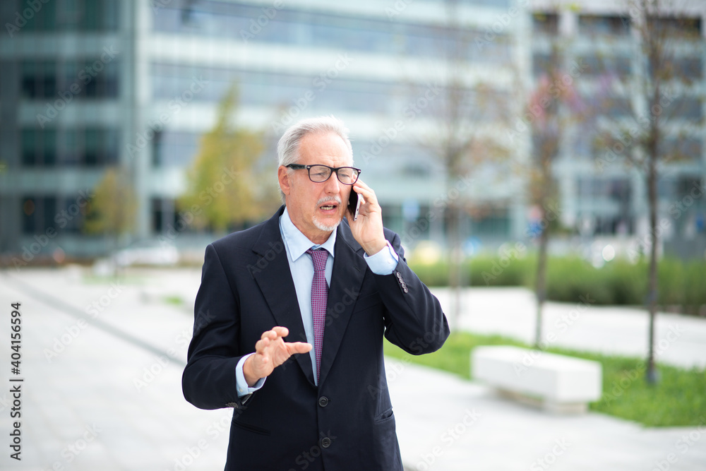 Canvas Prints Senior businessman talking on the phone