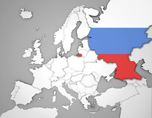 3D Europakarte auf der Russland hervorgehoben wird 