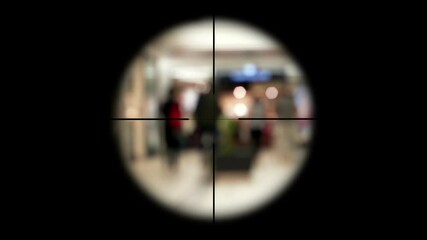 Sniper scope on people terrorism concept