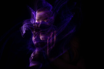 light painting portrait, new art direction, long exposure photo without photoshop, light drawing at long exposure	
