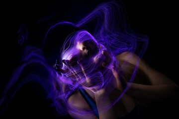light painting portrait, new art direction, long exposure photo without photoshop, light drawing at long exposure	

