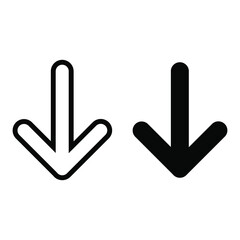 Down arrow icon. Line and glyph style for web template and app. Vector illustration design on white background. EPS 10 
