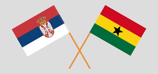 Crossed flags of Serbia and Ghana