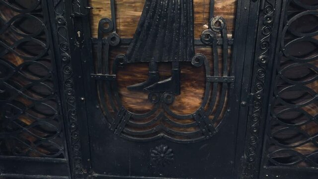 Old metal door. Vintage background close-up.