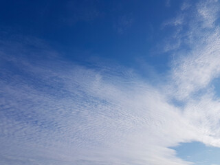 Naklejka na ściany i meble Blue and white sky. The clouds were broken by the wind