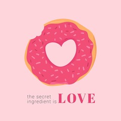 doughnut heart shape cute hand drawn illustration