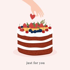 valentine card design with cute woman