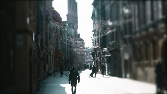 European street during covid time people getting out outside