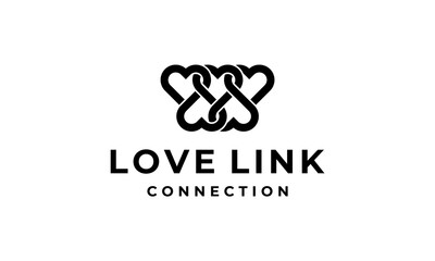 love heart link connection logo design template