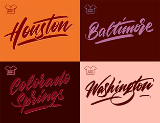 City vintage grange inscription. Houston, Baltimore, Colorado Springs Washington