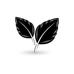 Isolated black leaf. Element for design. Vector illustration.
