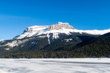 Fototapeta na wymiar Beautiful mountain view at Emerald Lake, in Yoho National Park, Canada