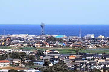 地球の丸く見える丘からの眺望（銚子ポートタワー方面）