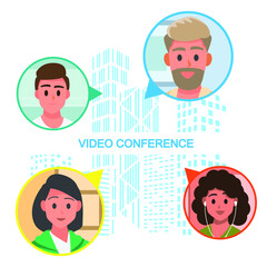 video conference remote working,online meeting work form home,Vector illustration cartoon character.