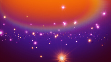 Obraz premium Abstract Fantasy Red Purple Orange Heavenly Stars Flares Sparkling Motion Background Design