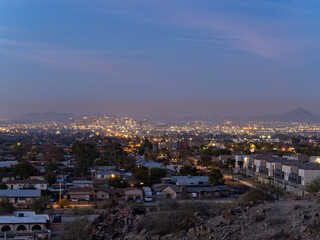 Twilight high angle view of some cityscape from south mountain