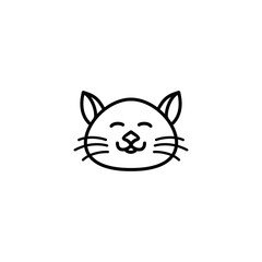 Cute Cat Logo Design. Cute cat icon logo with line style.