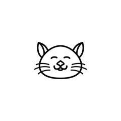 Cute Cat Logo Design. Cute cat icon logo with line style.
