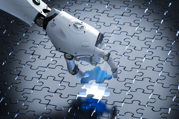 robot filling piece of jigsaw