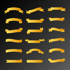 Golden ribbon banners design elements collection.Vector illustration.Eps10