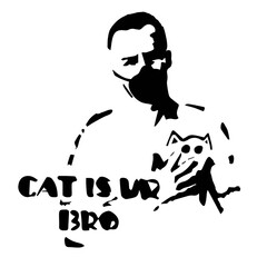 vector drawing of a man in a mask with a cat in his arms, a picture on the topic of the day, a pandemic in the world, faith in humanity, love for pets