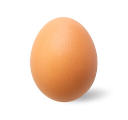 A single fresh brown egg isolated on white background. With clipping path. Closeup and macro.