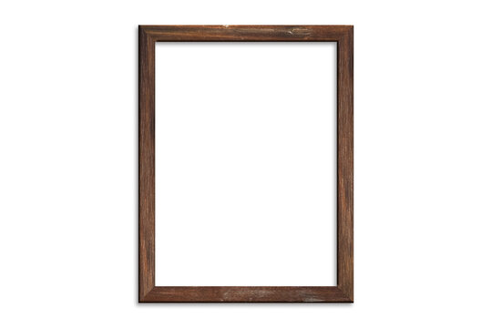 Wood picture frame isolated on white background with clipping path . Image display concept