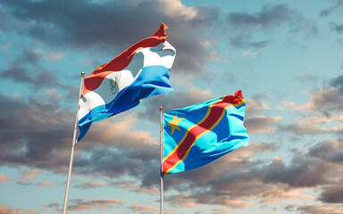 Flags of Paraguay and DR Congo.