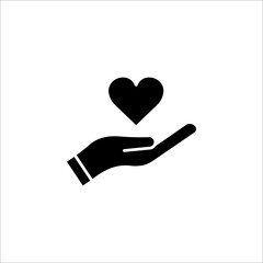 Hand icon with heart. symbol of love. simple design editable. Design template vector