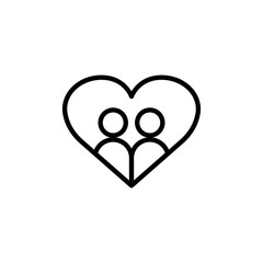 Heart line icon with people. simple design editable. Design template vector