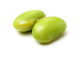 Green soy beans on white background 