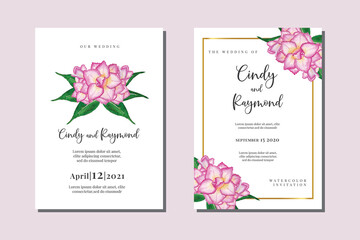 Wedding Invitation - Adenium Flower frame set; flowers, leaves, watercolor, isolated