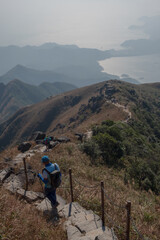 Fototapeta premium Hiking from the top of Lantau peak 