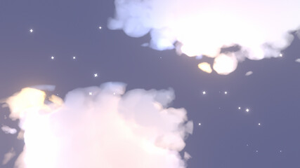 Night sky with stars and fluffy clouds. 3d rendering picture.