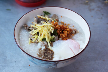 Congee with Pork & Boiled egg in Thailand