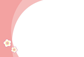 Obraz premium 梅の花とピンクの曲線のシンプルなメッセージカード