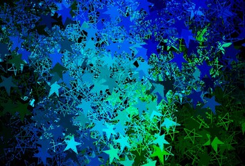 Obraz na płótnie Canvas Dark Blue, Green vector background with beautiful snowflakes, stars.
