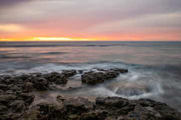 A vibrant sunset the port Willunga beach in  South Australia on January 1st 2021